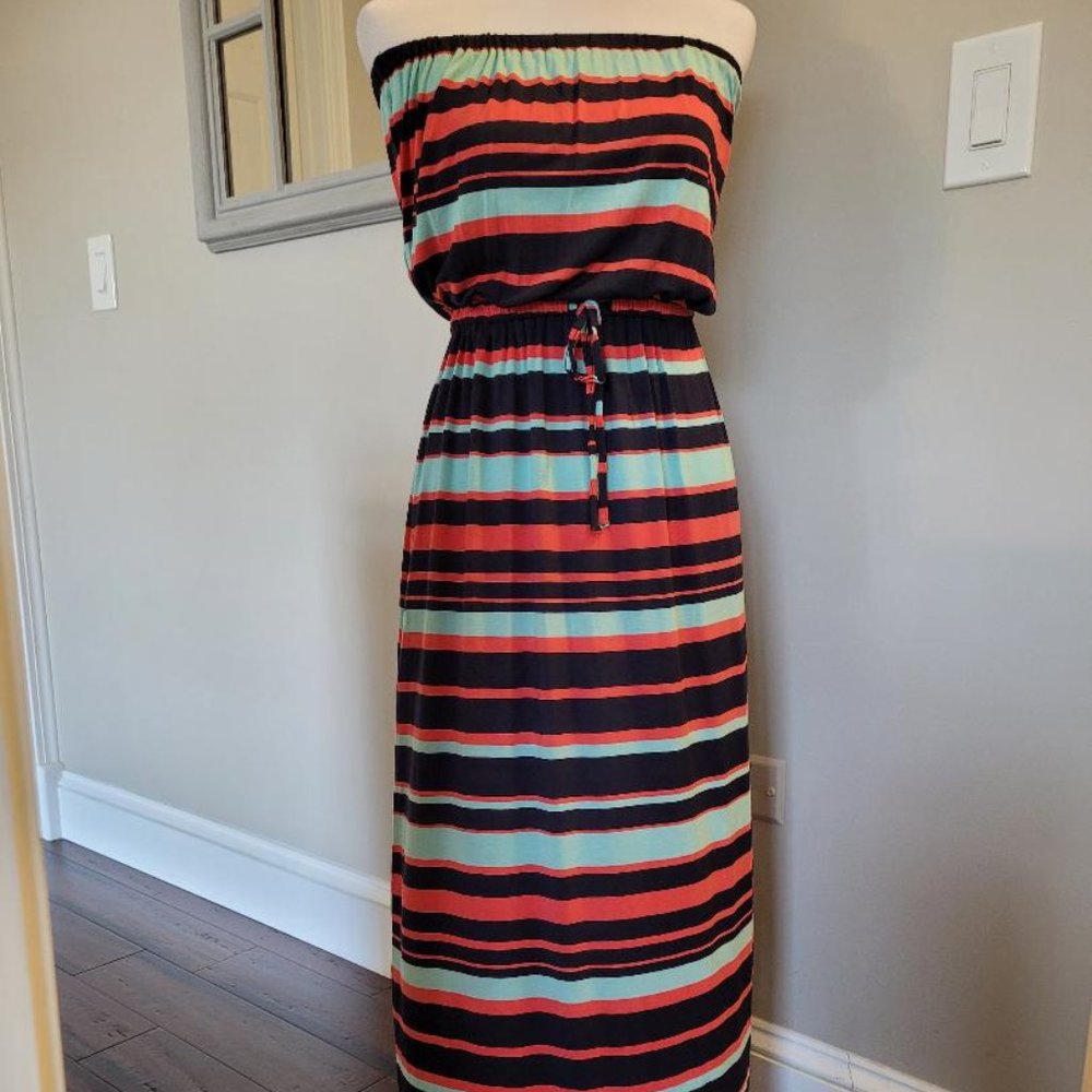 Ann Taylor Factory Striped Maxi Dress Peti…